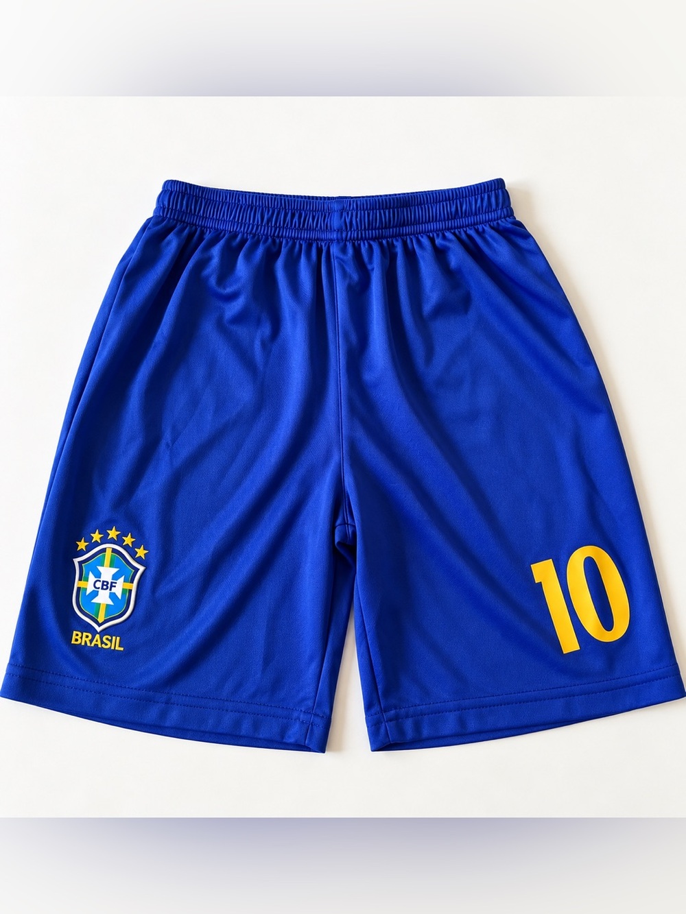 Brazil CBF Soccer Shorts #10 Blue Youth Boys Athletic Futbol
